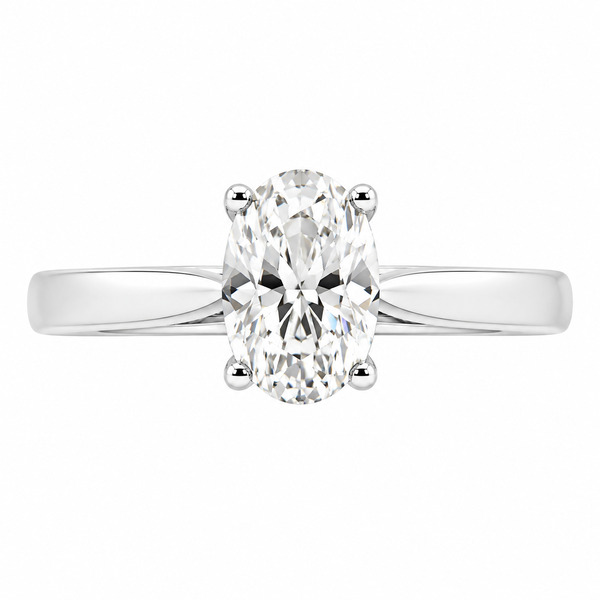 Classic elegant solitaire oval cut diamond engagement ring kiss style four claw set setting platinum gold