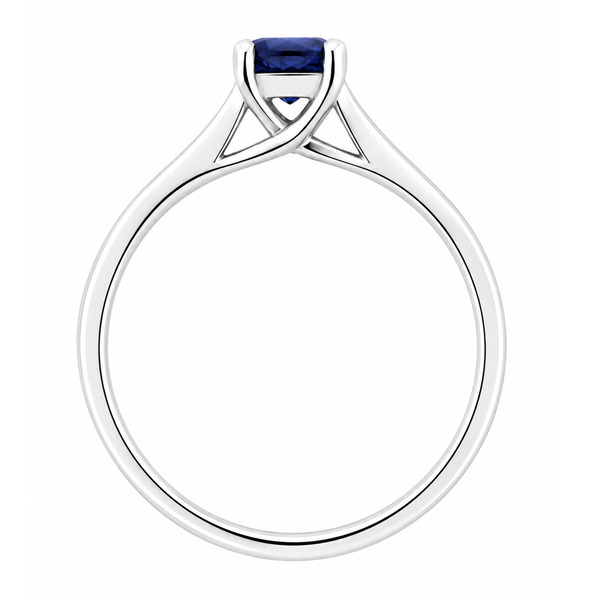 round blue sapphire classic solitaire engagement ring kiss style crossover setting modern contemporary platinum gold 4 claw
