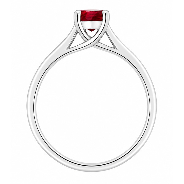 round ruby classic solitaire engagement ring kiss style crossover setting modern contemporary platinum gold 4 claw