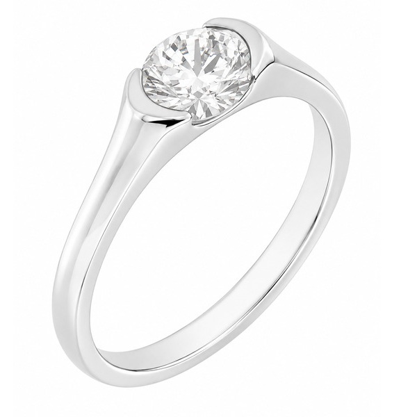 modernist design modern ring semi-rubover set oval cut solitaire diamond engagement dress ring court shape shoulders contemporary platinum gold