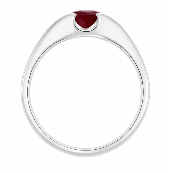 modernist design modern ring semi-rubover set round ruby solitaire engagement ring court shape shoulders contemporary platinum gold