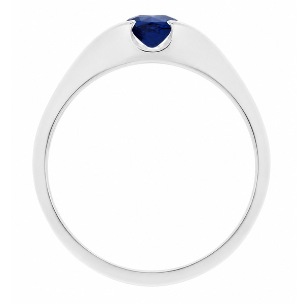 modernist design modern ring semi-rubover set round blue sapphire solitaire engagement ring court contemporary platinum gold