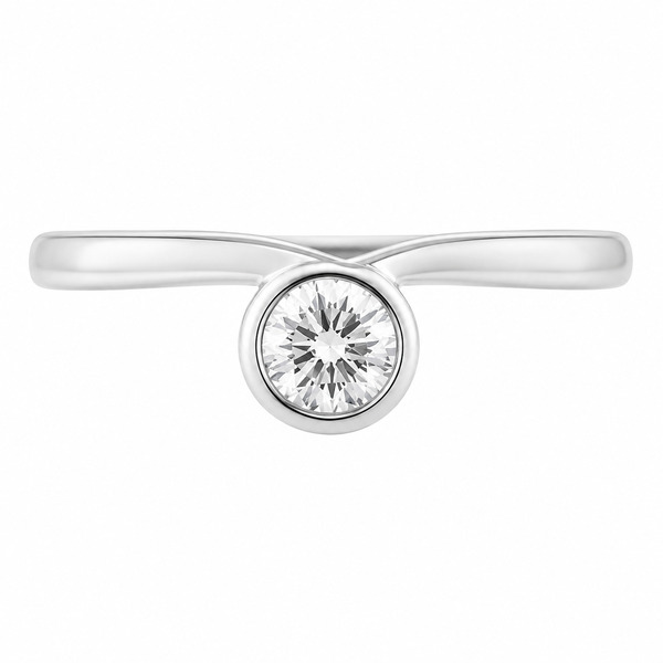 contemporary ribbon style crossover engagement ring round brilliant cut solitaire diamond modern modernist platinum gold