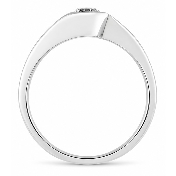 modern classic crossover style engagement dress ring solitaire round brilliant cut diamond rubover setting platinum gold