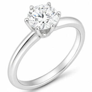 6 six claw set round brilliant cut diamond solitaire engagement ring modern classic style design platinum gold