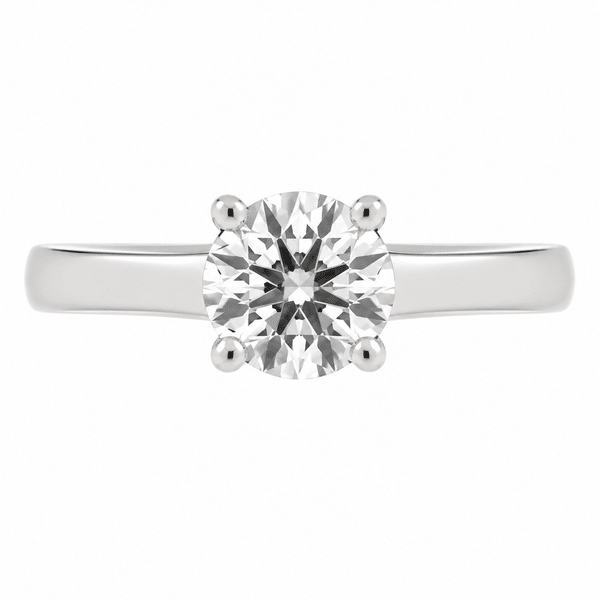 classic engagement ring round brilliant cut diamond U shape four claw setting flat shoulder 18ct gold yellow white red platinum
