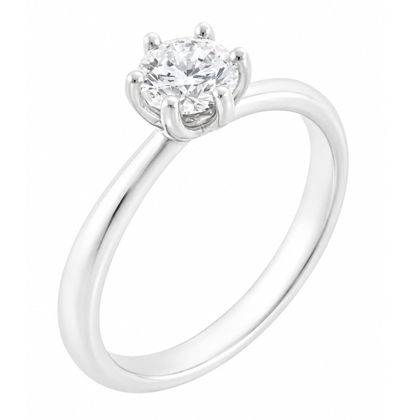 6 six claw set round brilliant cut diamond solitaire engagement ring twist style modern classic Platinum gold