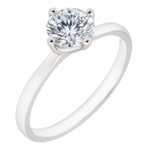 4 four claw compass twist style solitaire round brilliant cut Diamond engagement ring modern classic Platinum gold