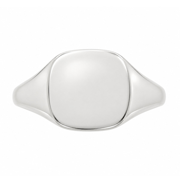 classic 12x13mm Large Plain Landscape Cushion Shape Signet Ring platinum gold