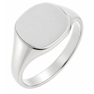 classic 12x13mm Large Plain Landscape Cushion Shape Signet Ring platinum gold