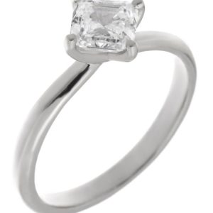 four claw twist style compass solitaire asscher cut square modified emerald diamond engagement dress ring platinum gold