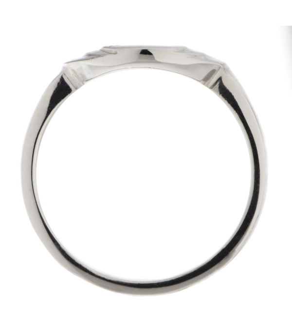 Art Deco style Step Plain cut out Crescent Shaped curved wedding band Ring stoneless shaped fit next to engagement platinum gold