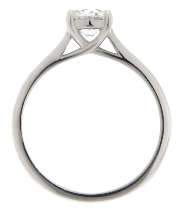 A modern 4 four claw classic solitaire kiss style round brilliant cut diamond engagement ring lab grown platinum gold