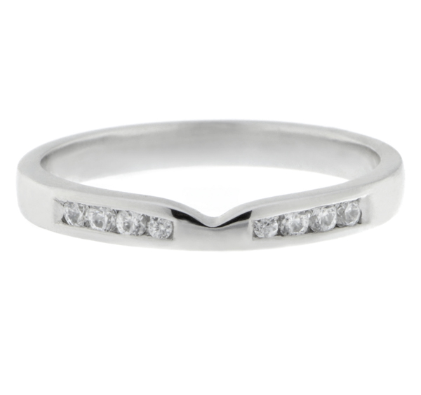 Addison Channel Set Round Diamond Shaped Eternity dress ring modern wedding fit next to engagement platinum gold cut out