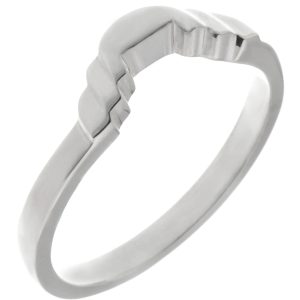 Art Deco Step Cut Out plain Shaped curved wedding band Ring