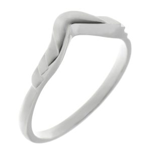 Art Deco style Step Plain wishbone curved Shaped wedding band Ring stoneless shaped fit next to engagement platinum gold