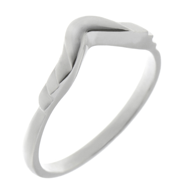 Art Deco style Step Plain wishbone curved Shaped wedding band Ring stoneless shaped fit next to engagement platinum gold