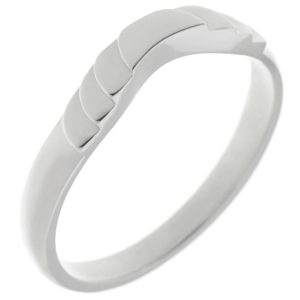 Art Deco style Step Plain cut out Crescent Shaped curved wedding band Ring stoneless shaped fit next to engagement platinum gold