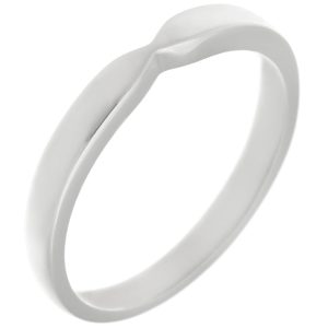 Bow Shaped Plain Stoneless Dress Ring Shaped wedding band fit next to engagement platinum gold wishbone