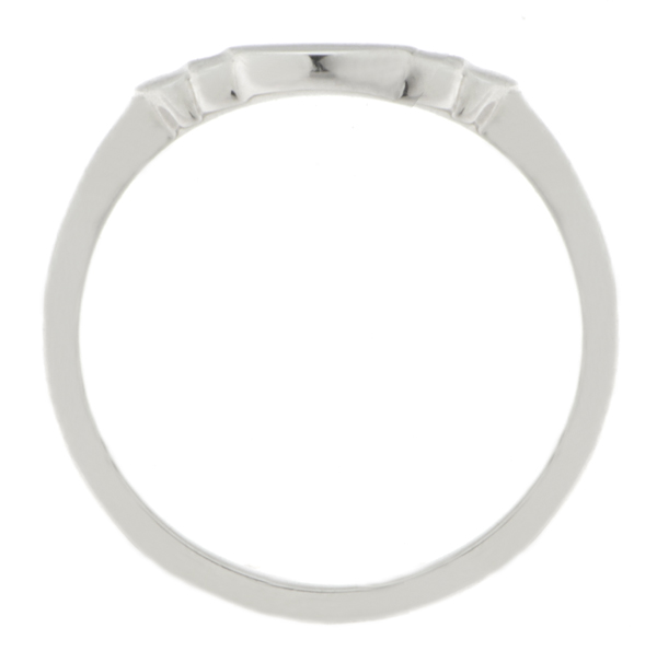 Art Deco style Step Plain dress ring modern wedding band Ring stoneless shaped fit next to engagement platinum gold deep crescent wishbone
