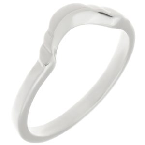 Art Deco style Step Plain dress ring modern wedding band Ring stoneless shaped fit next to engagement platinum gold deep crescent wishbone