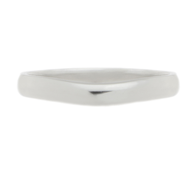classic Plain court Shaped curved wedding band Ring stoneless shaped fit next to engagement platinum gold