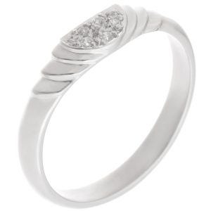 Art Deco style Step round brilliant cut Diamond dress ring modern wedding band Ring shaped fit next to engagement platinum gold deep half moon