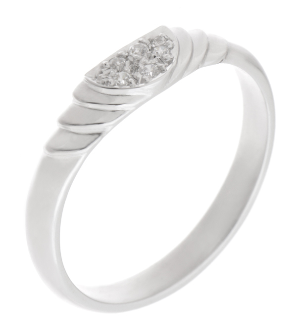 Art Deco style Step round brilliant cut Diamond dress ring modern wedding band Ring shaped fit next to engagement platinum gold deep half moon