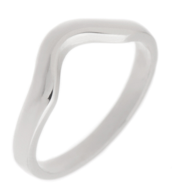 Classic deep curved shaped wedding band modern wedding band Ring stoneless fit next to engagement platinum gold
