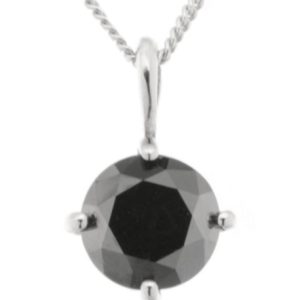 modern classic 4 four claw compass set solitaire round blackt cut diamond pendant single bail loop gold platinum chain