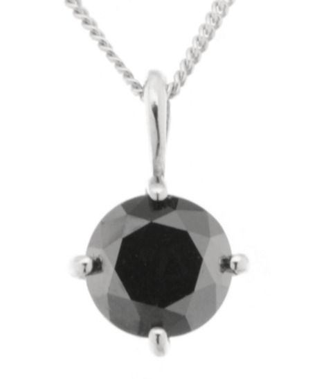 modern classic 4 four claw compass set solitaire round blackt cut diamond pendant single bail loop gold platinum chain