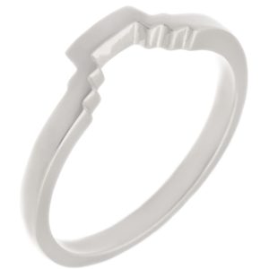 Art Deco style Step Plain cut out Shaped wedding band Ring stoneless shaped fit next to engagement platinum gold
