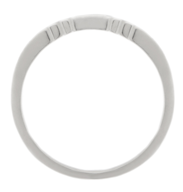 Art Deco style Step Plain cut out Shaped wedding band Ring stoneless shaped fit next to engagement platinum gold