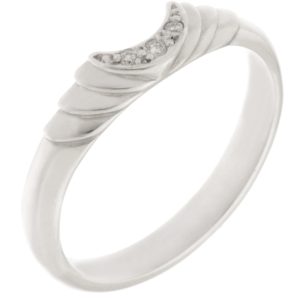 Art Deco style Step round brilliant cut Diamond dress ring modern wedding band Ring cut out shaped fit next to engagement platinum gold deep half moon