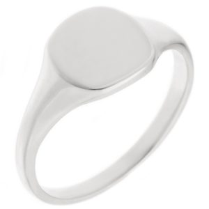 classic 9x9mm Small plain ladies or gents little finger cushion shape signet ring platinum gold