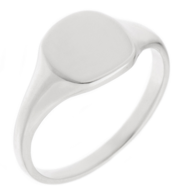 classic 9x9mm Small plain ladies or gents little finger cushion shape signet ring platinum gold