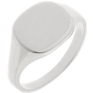 classic 12x13mm Large Plain Landscape Cushion Shape Signet Ring platinum gold