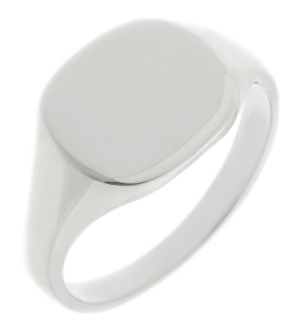 classic 12x13mm Large Plain Landscape Cushion Shape Signet Ring platinum gold