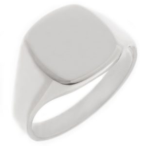 classic 14x12mm portrait large plain gents cushion shape signet ring platinum gold