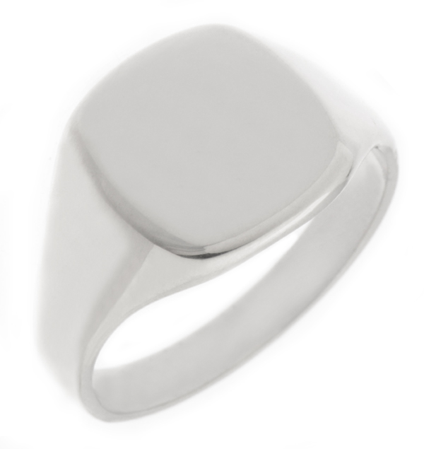 classic 14x12mm portrait large plain gents cushion shape signet ring platinum gold
