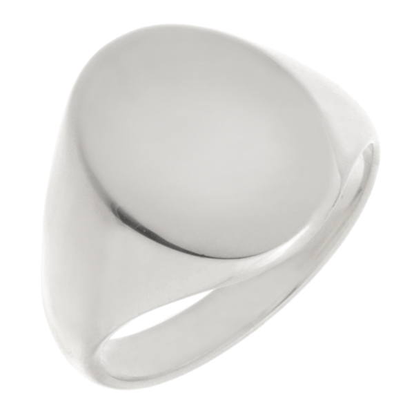 classic 19x15mm portrait large plain gents oval shape signet ring platinum gold