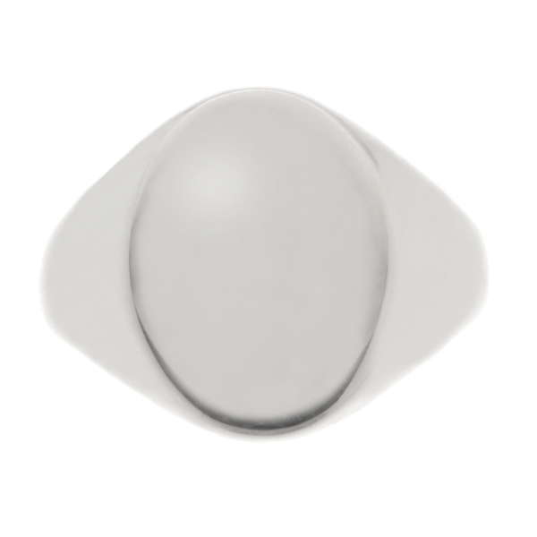 classic 19x15mm portrait large plain gents oval shape signet ring platinum gold