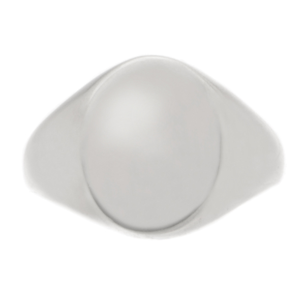 classic 12x10mm portrait medium plain gents oval shape signet ring platinum gold