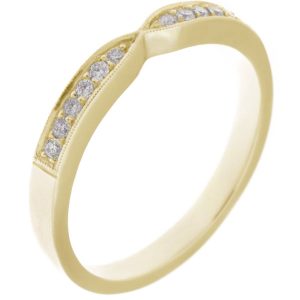 Bow Shaped Round Diamond Eternity Dress Ring modern wedding band shape fit next to engagement platinum gold