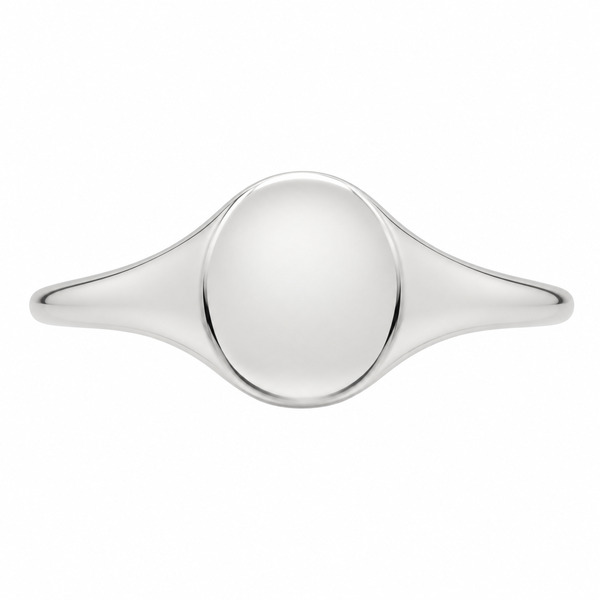 8x7mm Small plain ladies or gents little finger oval shape signet ring platinum silver gold