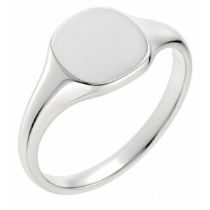 classic 9x9mm Small plain ladies gents little finger cushion shape signet ring platinum gold