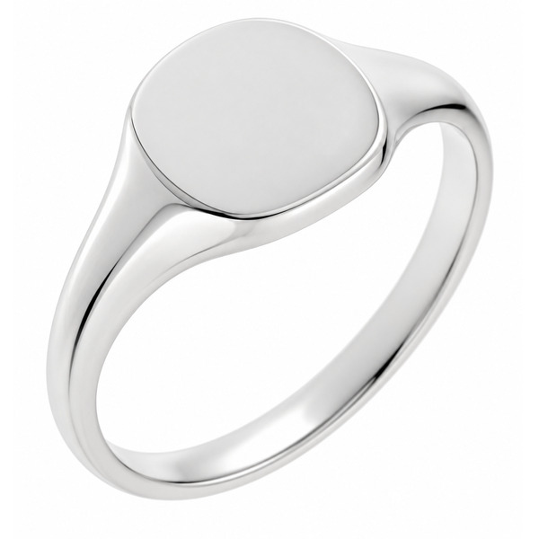 classic 9x9mm Small plain ladies gents little finger cushion shape signet ring platinum gold