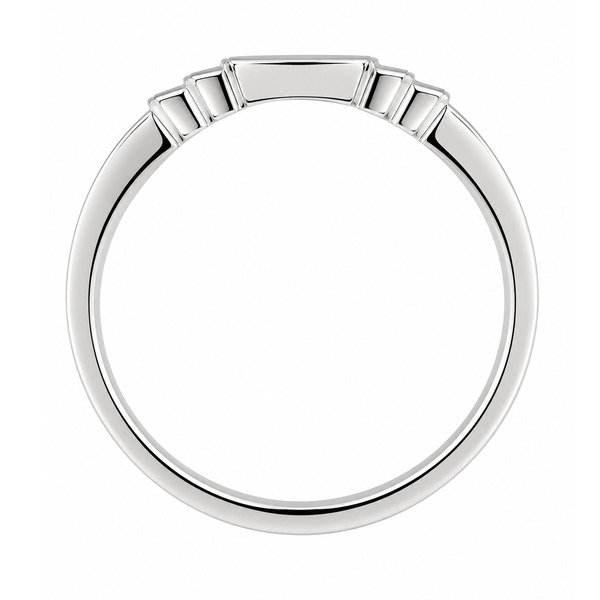 Deco style Step Plain cut out Crescent Shaped curved wedding band Ring shaped fit next to engagement platinum gold