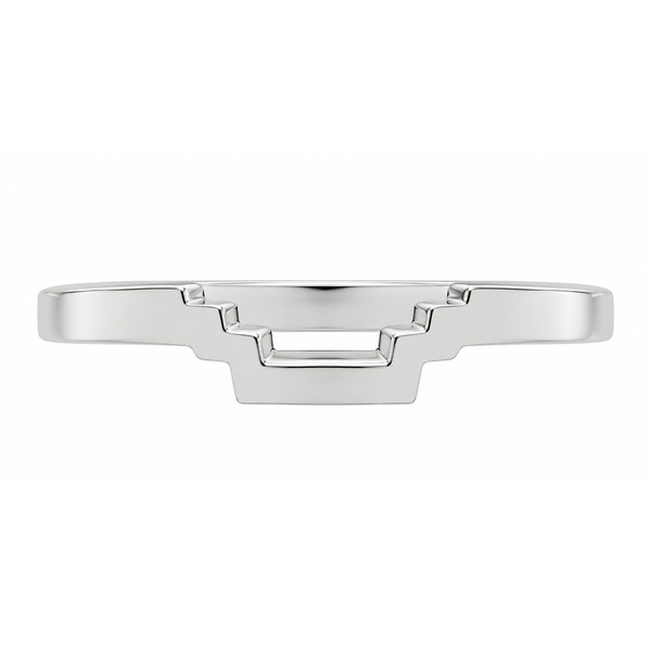 Art Deco style Step Plain cut out Shaped wedding band Ring stoneless shaped fit next to engagement platinum gold