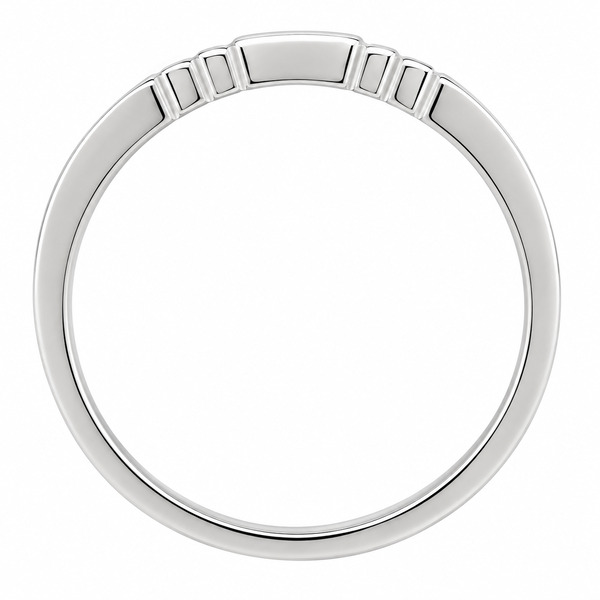 Art Deco style Step Plain cut out Shaped wedding band Ring stoneless shaped fit next to engagement platinum gold